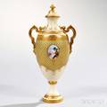 Jeweled Coalport Porcelain Vase and Cover