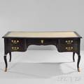 Louis XVstyle Ebonized Leathertop Bureau Plat