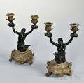 Pair of Giltbronze Grand Tour Figural Candlesticks