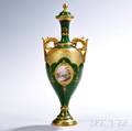 Jeweled Coalport Porcelain Vase and Cover