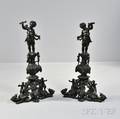 Pair of Napoleon IIIstyle Patinated Bronze Andirons