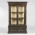Renaissance Revival Carved Oak Display Cabinet