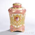 Jeweled Coalport Porcelain Tea Canister with Cover