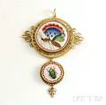 14kt Gold and Micromosaic Pendant