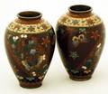 108 PAIR OF CLOISONNE ENAMEL VASES