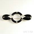 Tambetti 14kt White Gold Onyx and Diamond Brooch