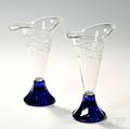 Two Moser Art Decostyle Cobalt and Colorless Glass Vases