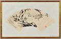 Fan Painting of a Flowering Tree