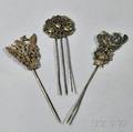 Three Silverwork Hair Pins
