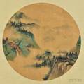 Round Fan Painting of a Landscape