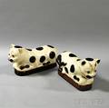 Pair of Creamglazed Porcelain Cat Pillows