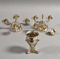 Pair of Weighted Sterling Candelabra and a German 800 Silver Urn