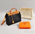 Hermes Canvas and Leather Handbag