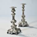 Pair of Polish Rococostyle Silverplated Shabbat Candlesticks