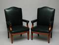 62 Pair of George III Style String Inlaid Mahogany Lib