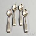 Set of Four Monogrammed JS Heald Coin Silver Serving Spoons