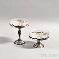 Two Weighted Sterling Silver and Etched Glass Compotes