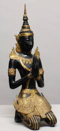 1105 Thai patinated and gilt bronze figure of a kneeli