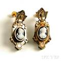 Antique 12kt Gold and Hardstone Cameo Earpendants