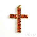 14kt Gold Gemset Cross Pendant