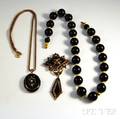 Three Victorian 14kt Gold and Jet Pieces of Jewelry