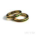 Two 18kt Gold and Emerald Eternity Bands
