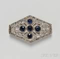 Art Deco Platinum Diamond and Sapphire Brooch