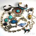 Group of Mostly Sterling Silver and Stoneinlaid Jewelry