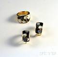 14kt Gold Diamond and Motherofpearlinlaid Earrings and Ring