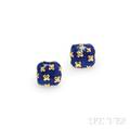 18kt Gold and Enamel Earrings Suna Brothers