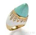 18kt Gold Turquoise and Diamond Ring