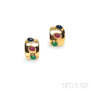 14kt Gold Gemset Earclips