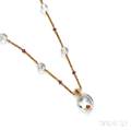 18kt Gold Rock Crystal Ruby and Diamond Necklace Faraone