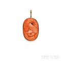 14kt Gold and Carved Coral Pendant