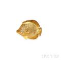 18kt Gold Colored Diamond and Diamond Fish PendantBrooch