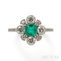 Platinum Emerald and Diamond Ring