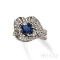 Platinum Sapphire and Diamond Ring