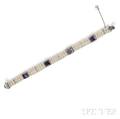 Platinum Natural Pearl Amethyst and Diamond Bracelet