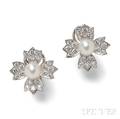 Platinum Cultured Pearl and Diamond Flower Earclips Tiffany amp Co