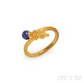 Antique Etruscan Revival 18kt Gold and Lapis Bracelet
