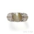 Platinum CatsEye Chrysoberyl and Diamond Ring