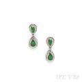 18kt White Gold Jade and Diamond Earpendants