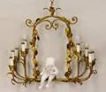 Gilt 10 Light Figural Chandelier