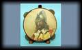 1199 Antique Tambourine with Oil Portrait of Cavalier