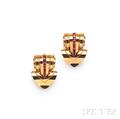 Retro 14kt Gold and Ruby Dress Clips Tiffany amp Co