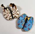 Two Pairs of Central Plains Beaded Hide Moccasins