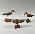 Three Carved and Painted Shorebirds