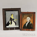 Two Framed Reversepainted Portraits of George and Martha Washington