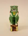 19th C Chinese Porcelain Green Foo Dog Figurine