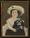 American School 20th Century Portrait of a Girl with a Spaniel